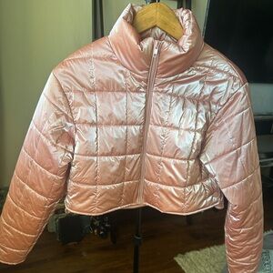 Elodie Glossy Rose Puffer Jacket